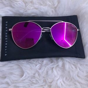 Quay Dragonfly Gold/Pink Aviator Sunglasses NWT